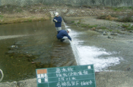 水質検査の様子（名神高架下）