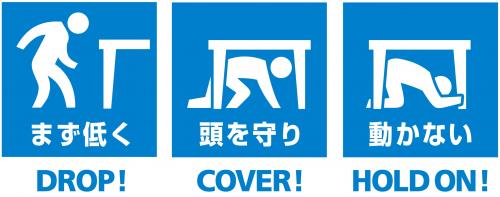 シェイクアウト訓練の内容のピクトグラム