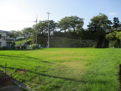 多目的広場入口から水無瀬川堤防を望む