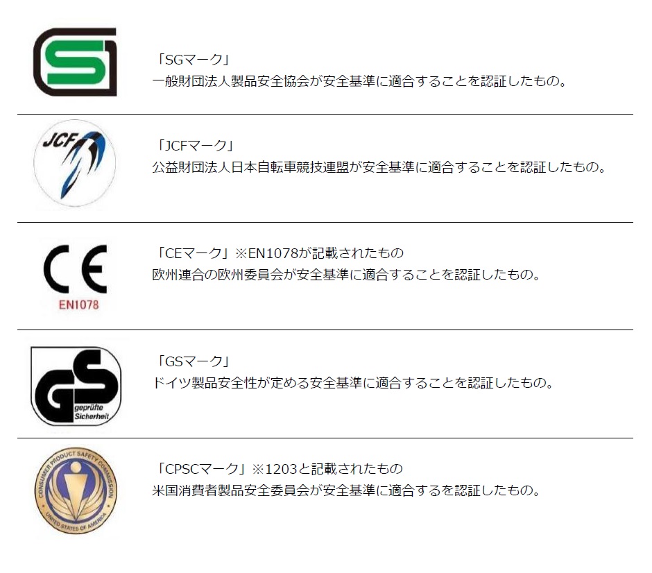 安全基準認証一覧